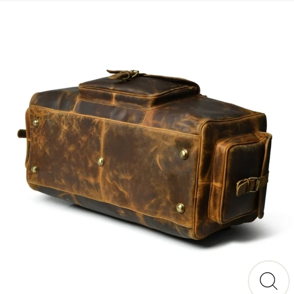 Retro Buffalo Leather Duffle Bag - Recondite Sepia by Sam's Buffalo 26 In NWT's